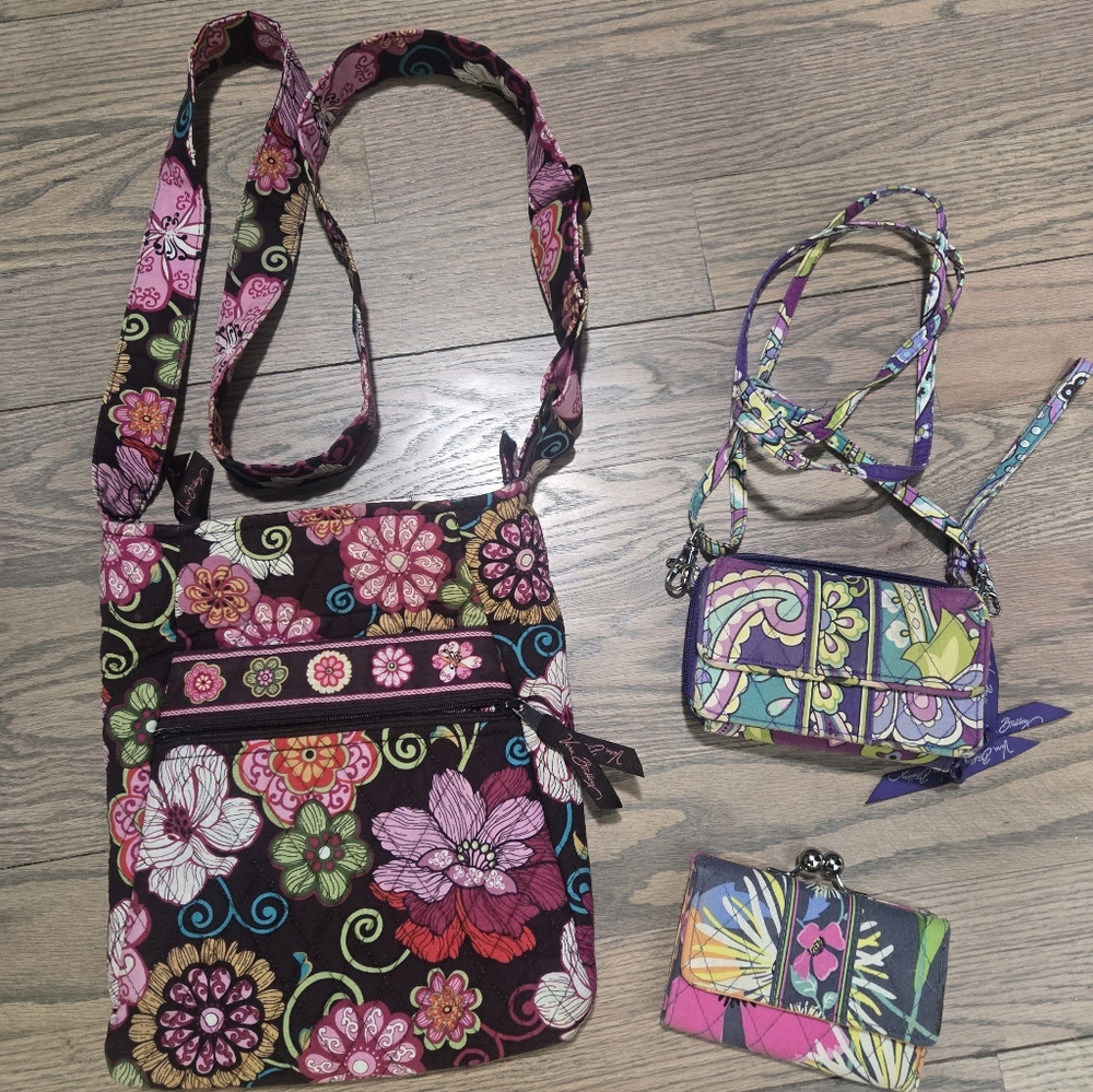 3 Retired Vera Bradley Patterns Wallets/Crossbody Bags